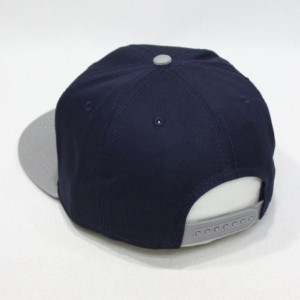 Baseball Caps Premium Plain Cotton Twill Adjustable Flat Bill Snapback Hats Baseball Caps - 70 Gray/Navy - CB12MSKBZEL $10.37