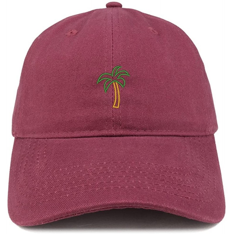 Baseball Caps Palm Tree Embroidered Dad Hat Adjustable Cotton Baseball Cap - Maroon - CF185HUH57E $16.58