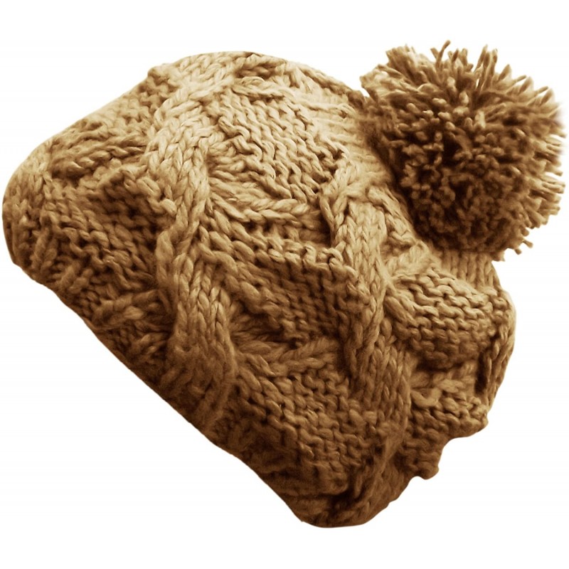 Skullies & Beanies Knitted Cozy Warm Winter Boho Slouch Snowboarding Ski Hat - Taupe - CX11QJWXSV3 $24.48