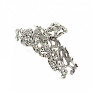 Headbands Women's Rhinestone Heart Shape Metal Claw Hair Clip Antique Silver IMC2003- Clear - Clear - CT11L2LCZ01 $7.79