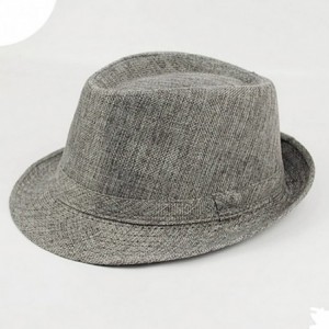 Fedoras Summer Linen Foldable Sun Panama Hat Fedoras Outdoor Travel Hats - Grey - CC184HKUHGK $7.74