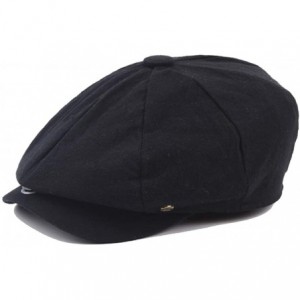 Newsboy Caps Unisex Retro French Beret Plain Newsboy-Cap Cabbie Flat Hat - Black - CM18NR6LEN6 $10.48