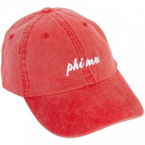 Baseball Caps Phi Mu (N) Baseball Hat Cap Cursive Name Font Adjustable Leather Strap - Red - C218SCDKCL9 $43.33