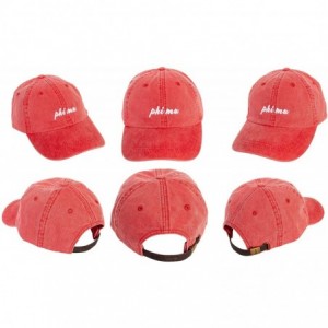 Baseball Caps Phi Mu (N) Baseball Hat Cap Cursive Name Font Adjustable Leather Strap - Red - C218SCDKCL9 $18.43