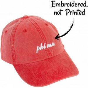 Baseball Caps Phi Mu (N) Baseball Hat Cap Cursive Name Font Adjustable Leather Strap - Red - C218SCDKCL9 $18.43