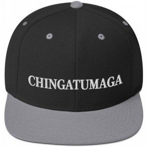 Baseball Caps CHINGATUMAGA Hat (Embroidered Wool Blend Snapback Hat) Chinga Tu MAGA Parody - Black/ Silver - CU18ZC9Q4KS $57.83