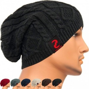 Skullies & Beanies Unisex Adult Winter Warm Slouch Beanie Long Baggy Skull Cap Stretchy Knit Hat Oversized - Black - CC1291EV...