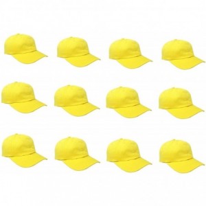 Baseball Caps Wholesale 12-Pack Baseball Cap Adjustable Size Plain Blank All Cotton Solid Color dad Hat - Yellow - C0195SSIUH...