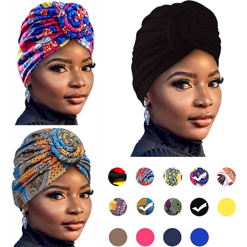 Skullies & Beanies Women Pre-Tied Bonnet Turban for Women Printed Turban African Pattern Knot Headwrap Beanie - C1193535AW0 $...