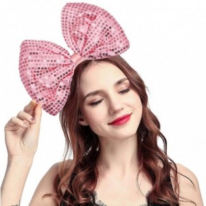 Headbands Women Huge Bow Headband Cute Bowknot Hair Hoop for Halloween Cosplay - Sequin - Pink - CM192H09R32 $19.38