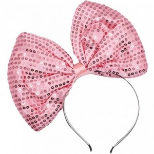 Headbands Women Huge Bow Headband Cute Bowknot Hair Hoop for Halloween Cosplay - Sequin - Pink - CM192H09R32 $10.35