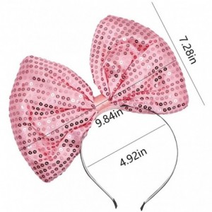 Headbands Women Huge Bow Headband Cute Bowknot Hair Hoop for Halloween Cosplay - Sequin - Pink - CM192H09R32 $10.35