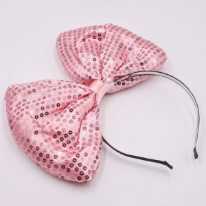 Headbands Women Huge Bow Headband Cute Bowknot Hair Hoop for Halloween Cosplay - Sequin - Pink - CM192H09R32 $10.35