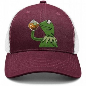 Baseball Caps The Frog "Sipping Tea" Adjustable Strapback Cap - 1000funny-green-frog-sipping-tea-31 - C818ICWEMAS $16.92