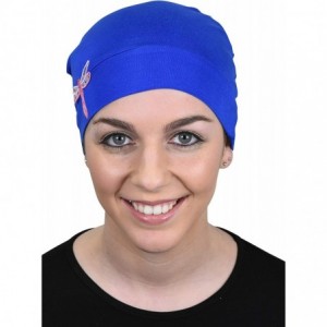 Skullies & Beanies Chemo Beanie Sleep Cap Pink Dragonfly - Royal Blue - CR187235GXT $15.27