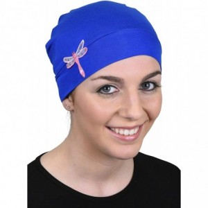 Skullies & Beanies Chemo Beanie Sleep Cap Pink Dragonfly - Royal Blue - CR187235GXT $15.27