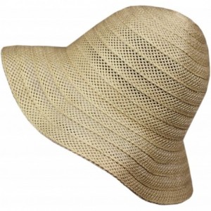 Sun Hats Beach Sun Hat Women Summer Cap Sunhat Wide Brim Foldable Packable Floppy Panama - Light-khaki-b - C518R8XEI3G $18.25