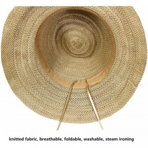 Sun Hats Beach Sun Hat Women Summer Cap Sunhat Wide Brim Foldable Packable Floppy Panama - Light-khaki-b - C518R8XEI3G $18.25