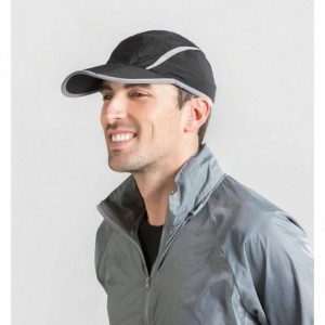 Baseball Caps Foldable Mesh Sports Cap with Reflective Stripe Breathable Sun Runner Cap - Black - CK17YLCL6GY $11.66