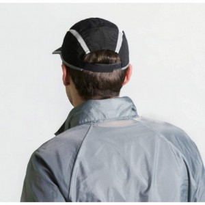 Baseball Caps Foldable Mesh Sports Cap with Reflective Stripe Breathable Sun Runner Cap - Black - CK17YLCL6GY $11.66