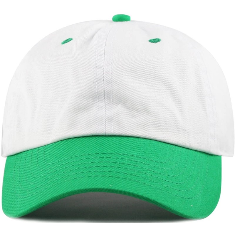 Baseball Caps Two Tone 100% Cotton Stonewashed Cap Adjustable Hat Low Profile Baseball Cap. - Kelly Green - CU12NW24URE $10.89