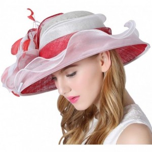 Sun Hats Women 3 Layers Sinamay Kentucky Derby Church Sun Summer Hats - Red - C9183402HRN $38.81