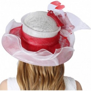 Sun Hats Women 3 Layers Sinamay Kentucky Derby Church Sun Summer Hats - Red - C9183402HRN $38.81