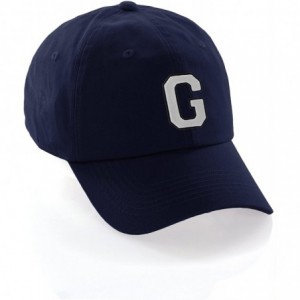 Baseball Caps Customized Letter Intial Baseball Hat A to Z Team Colors- Navy Cap Black White - Letter G - C718ET2GUYT $13.13