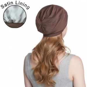 Skullies & Beanies Satin Lined Sleep Cap Slouchy Slap Hat — Soft Elastic Band- Stay All Night - Brown - CI18IWMYHU9 $15.75