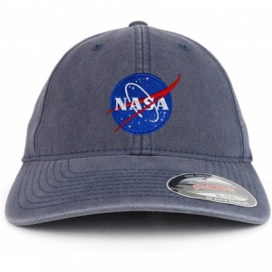 Baseball Caps XXL Oversize Washed NASA Insignia Small Patch Flexfit Cap - Navy - C918DQHDNG2 $14.19