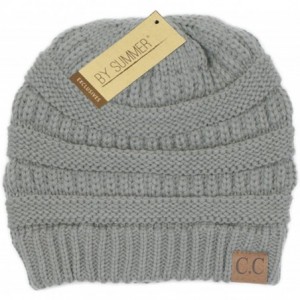 Skullies & Beanies Warm Soft Cable Knit Skull Cap Slouchy Beanie Winter Hat (Natural Grey) - CD12MWWERKH $9.72