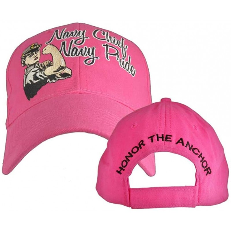 Baseball Caps Rosie The Riveter Navy Chief Baseball Cap (Fushia) - C412KARTXLP $12.01