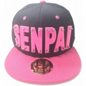 Baseball Caps Senpai HAT in Black with Pink Brim - Sparkling Pink - CG1888HZC35 $34.94