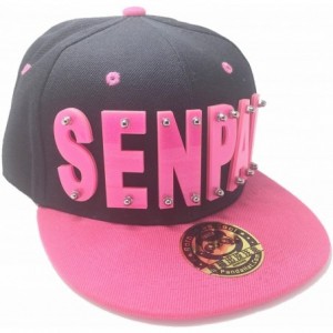 Baseball Caps Senpai HAT in Black with Pink Brim - Sparkling Pink - CG1888HZC35 $34.94