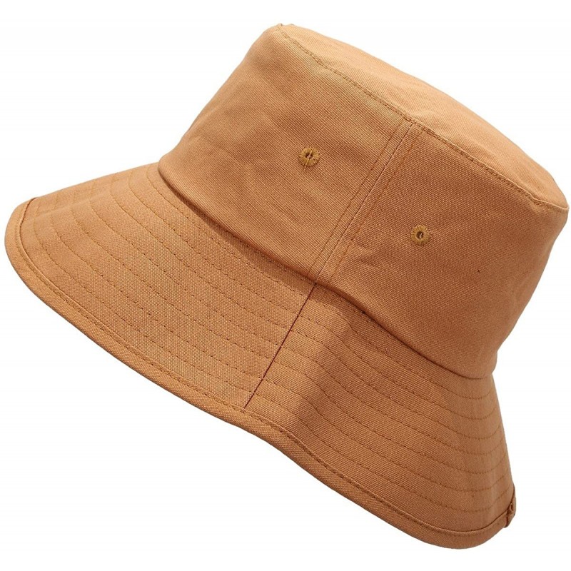 Bucket Hats Washed Cotton Bucket Hat for Women and Men Travel Fishing Caps Summer Foldable Brim Sun Hat - Dark Khaki - C718SU...