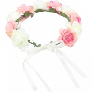 Headbands Flower Crown Floral Hair Wreath Wedding Headband Festival Garland - Ribbonpink2 - C718SK3O9MT $9.25