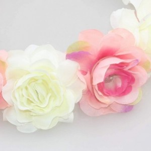 Headbands Flower Crown Floral Hair Wreath Wedding Headband Festival Garland - Ribbonpink2 - C718SK3O9MT $9.25