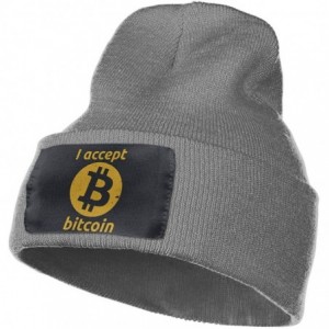 Skullies & Beanies Unisex I Accept Bitcoins Beanie Hat Winter Warm Knit Skull Hat Cap - Deep Heather - CR18KS2DLHW $41.32