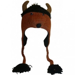 Skullies & Beanies Animal Hat Wool Fleece Lined Trapper Beanie Cap Adult Teenagers - Bison - CF11HNVNVOD $28.59