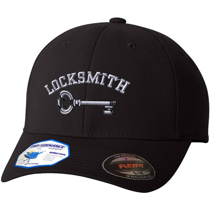 Baseball Caps Locksmith Flexfit Adult Pro-Formance Hat Black Small/Medium - CV184SUTTU8 $16.62