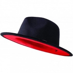 Fedoras Wide Brim Fedora Hats for Women Dress Hats for Men Two Tone Panama Hat with Belt Buckle/Bowknot Band - CD18QRCCCAS $3...