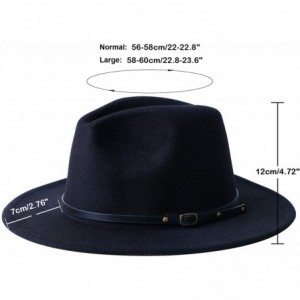 Fedoras Wide Brim Fedora Hats for Women Dress Hats for Men Two Tone Panama Hat with Belt Buckle/Bowknot Band - CD18QRCCCAS $3...