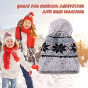 Skullies & Beanies Women Girl Winter Hats Knit Soft Warm Earflap Hood Cozy Large Snowflake Beanie - Gray Without Braid - C718...