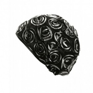 Headbands Lightweight Stretchable Floral Accent Mesh Headwrap Turban- Black/Silver - Black/Silver - CC11ZEER859 $8.52