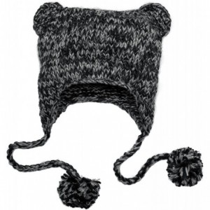 Skullies & Beanies Hand Knit Cat Eared Beanies in 4 Purr-FECT Colors - Black - CP11Q5OHL13 $15.21