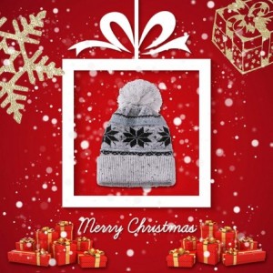 Skullies & Beanies Women Girl Winter Hats Knit Soft Warm Earflap Hood Cozy Large Snowflake Beanie - Gray Without Braid - C718...