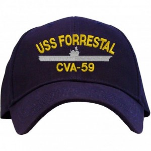 Baseball Caps USS Forrestal CVA-59 Embroidered Baseball Cap - Navy - CB11FQS4Y2N $16.26