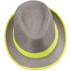 Fedoras Men's Messer 20's Neon Strip Bootlegger Gangster Fedora Hat - Yellow - CG11WVAVXS1 $10.61