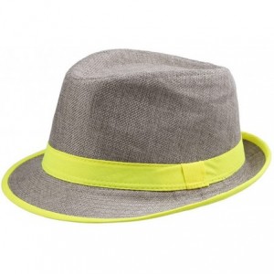 Fedoras Men's Messer 20's Neon Strip Bootlegger Gangster Fedora Hat - Yellow - CG11WVAVXS1 $10.61