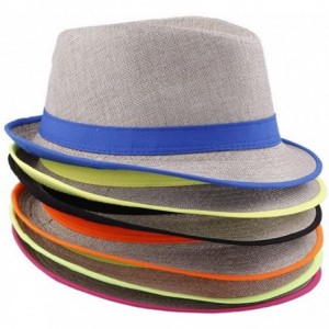 Fedoras Men's Messer 20's Neon Strip Bootlegger Gangster Fedora Hat - Yellow - CG11WVAVXS1 $10.61